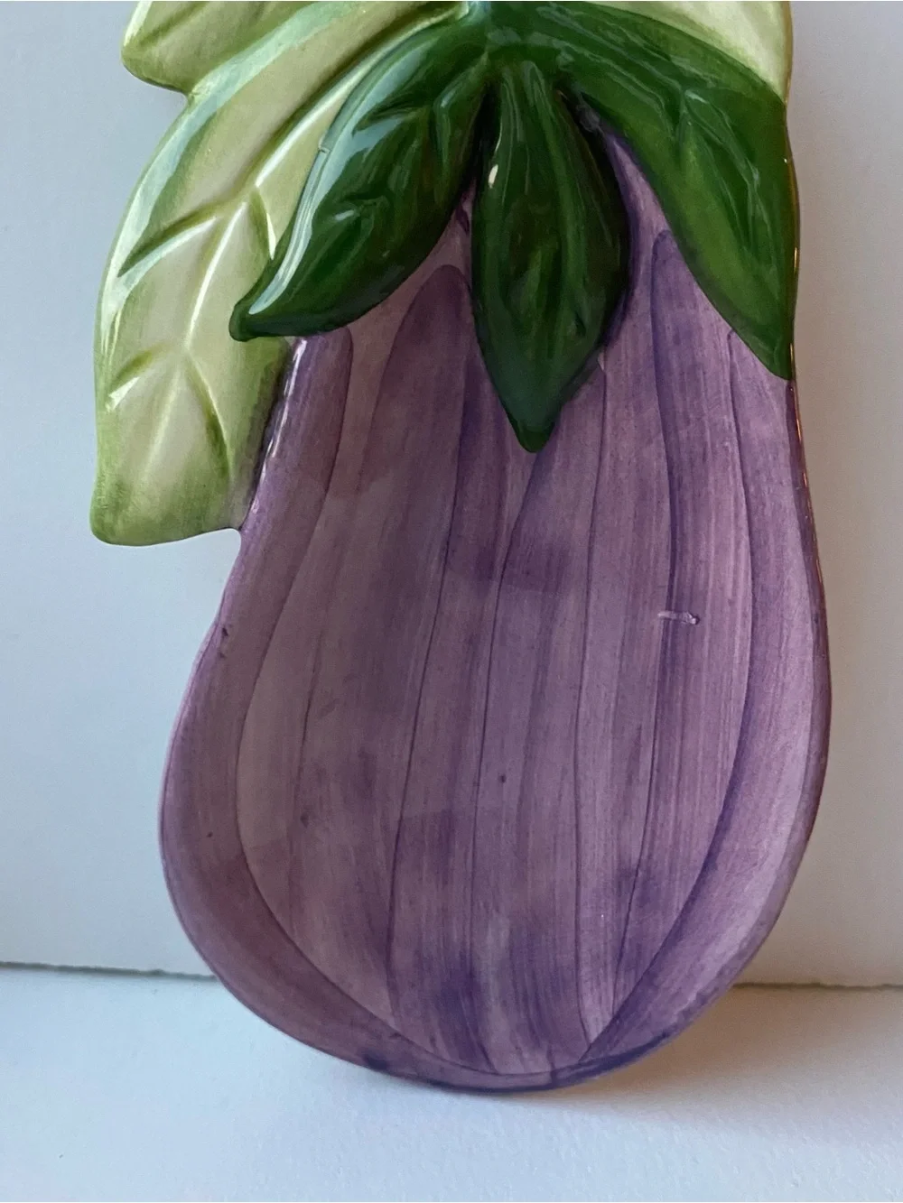 Eggplant Ceramic Spoon Rest La Ceramica Italy Purple Holder Kitchen EUC Italian